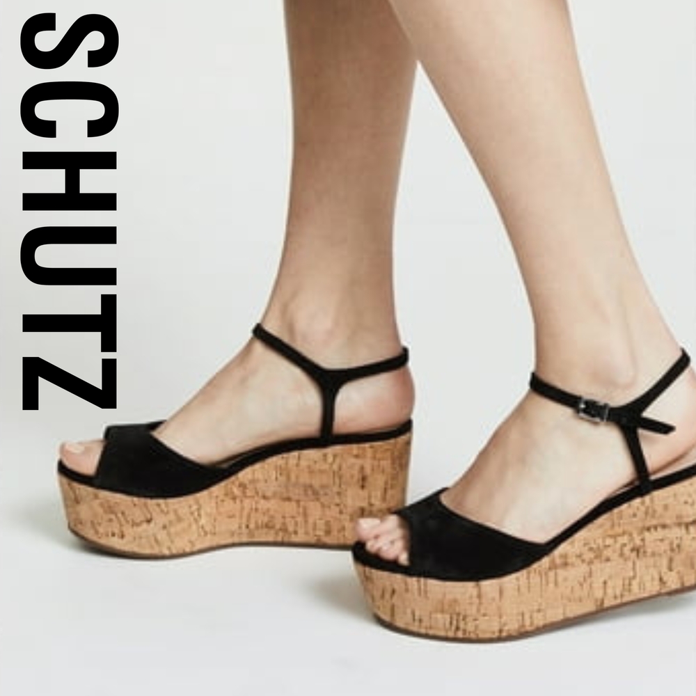 Schutz Women's Heloise Wedge Sandal, Black, Size 9.5 M US - Picture 3 of 4
